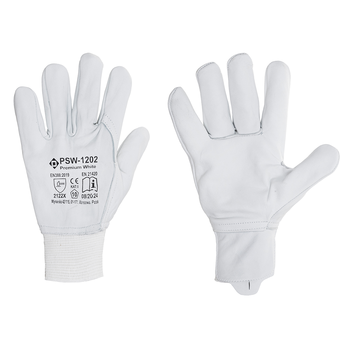 PSW-1202 Gants en cuir blanc de première qualité.